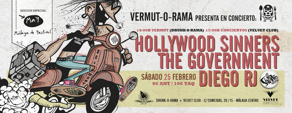 Vermut-O-Rama Especial MaF 2017: conciertos de The Government y Hollywood Sinners. Pinchada de Diego RJ (El Sótano, RNE R3)