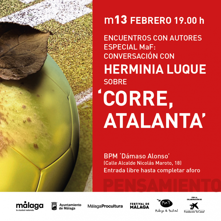 Encuentros con autores especial MaF: conversación con Herminia Luque sobre ‘Corre, Atalanta’