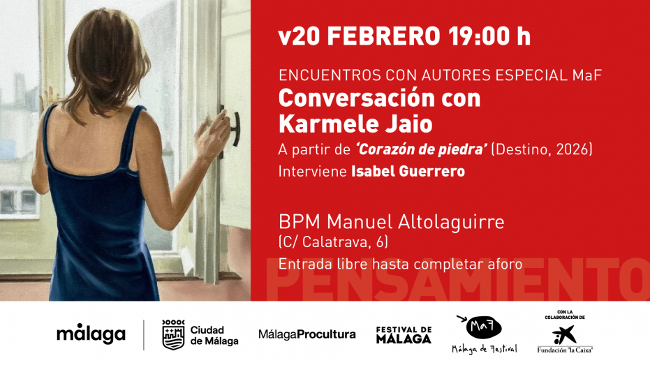 Encuentros con autores especial MaF. Conversación con Karmele Jaio a partir de 'Corazón de piedra' (Destino, 2026). Interviene: Isabel Guerrero